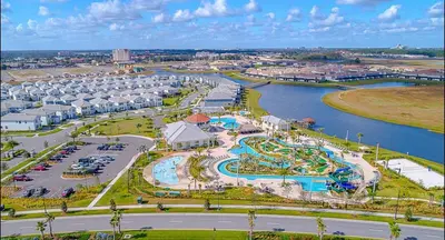 an aerial view of a resort with a water park at 2 Bedrooms Apartment in Storey Lake in Kissimmee