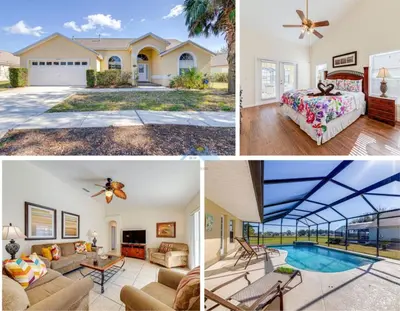 a collage of four pictures of a house at Great Location With Conservation Views in Orlando