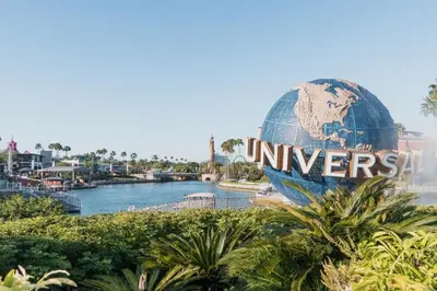 a view of the universal studios world globe at Orlando 2BR Retreat 3 Beds Near Disney&Universal in Orlando