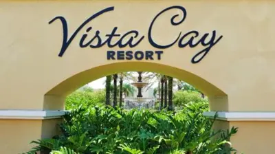 a sign for the vista city resort at 8036 Spacious Fresh 3BR3.5BA at Vista Cay 133 in Orlando