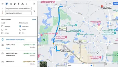 a map showing the route of a trail at Trade Winds Life - Margaritaville in Orlando