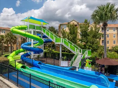 a water slide at a water park at Peaceful Getaway in Windsor Hills in Orlando