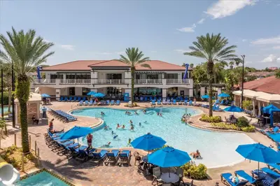 an overhead view of a pool at a resort at Spacious Home in FantasyWorld in Kissimmee