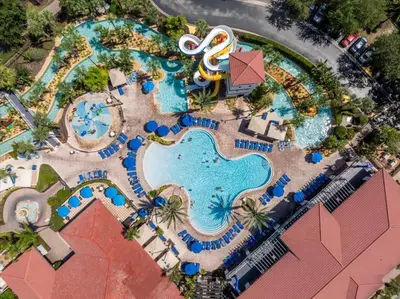 an overhead view of a pool at a resort at Spacious Home in FantasyWorld in Kissimmee