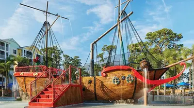 two wooden boats on display in a playground at Marriott's Harbour Lake Studio Apartment with Resort Access in Orlando