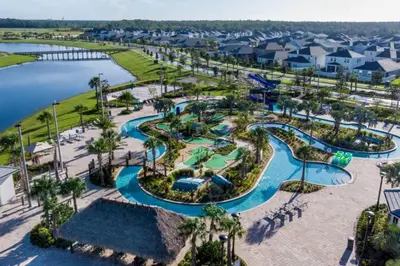 an aerial view of the water park at the resort at 4 Bedrooms 3 Bathrooms Storey Lake 2952 Ps in Kissimmee
