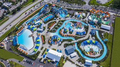 an overhead view of a water park at Bright And Beachy Villa Near Disney With Margaritaville Resort And Island H20 Waterpark Access - 3012Cs in Orlando