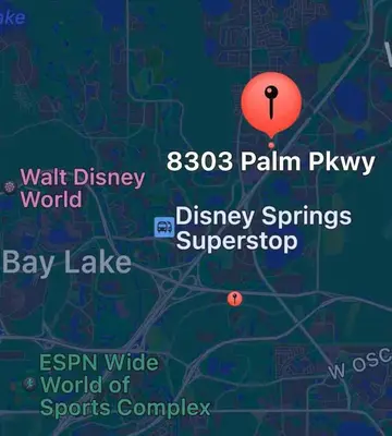 a map with a pin on top of it at Aqua Condo-Free Shuttle-Disney-Universal EPIC in Orlando