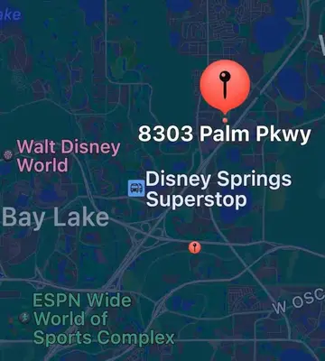 a map with a pin on top of it at Condo near Disney Springs-Free shuttle to Parks in Orlando
