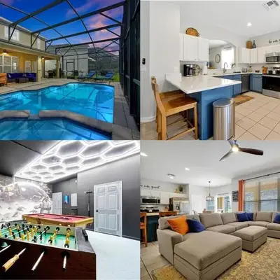 6 Bedroom Villa located in Windsor Hills 3 miles to Disney Free Heated Pool & Spa Game Room with PS5!