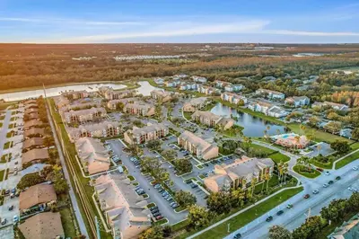 an overhead view of a resort with a parking lot at Villa Velera in Kissimmee