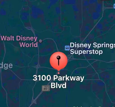 a map with a red pin on it at Condo Disney Universal Epic Free Parking in Orlando
