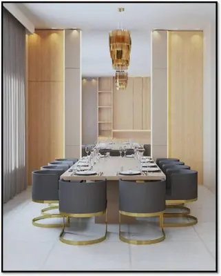 a dining room with a large table and black chairs at Brand New 15 Bedrooms Single Family Paradiso 37SA in Orlando