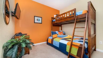 a bedroom with two bunk beds and a ladder at GRH9185 - Windsor Hills Resort - 3 Bed 2 Baths Condo in Orlando