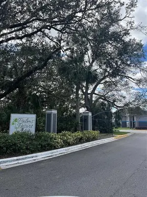 a street with trees and a sign on the side of a road at Parkway Palms Resort 1 bed condo mins to Disney. in Orlando