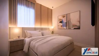 a bedroom with a large bed and a window at The Epic San Diego Paradiso Grande Orlando in Orlando