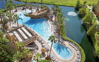 an aerial view of a pool at a resort at Resort Lake Buena Vista - 2 Quartos in Orlando