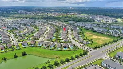 an aerial view of a city with a park at Sunset Games Retreat at Reunion Resort villa in Orlando