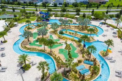 an aerial view of a water park at a resort at Resort Condo 10 Min to Disney in Kissimmee