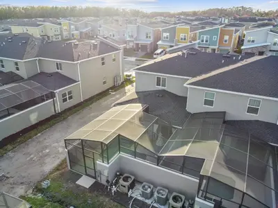 an aerial view of a house in a residential neighborhood at Disney Getaway: Private Pool Resort in Kissimmee