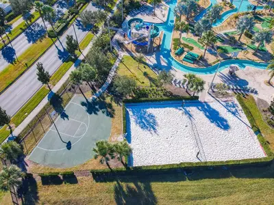 an overhead view of a pool at a resort at 4766 - 5BR w Pool 10min Disney 2 Water Parks in Kissimmee
