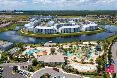 an aerial view of the pool at the resort at Lake View Condo with Resort in Kissimmee