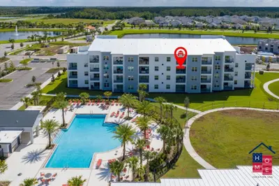 an aerial view of a resort with a pool at Condo near Disney with Resort in Kissimmee