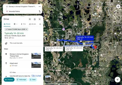 a screenshot of a google map with a map of a city at Paradise Falls Stay for 13 in Kissimmee