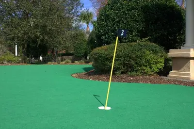 a putting green with a putter in the middle of it at Disney Dream in Orlando