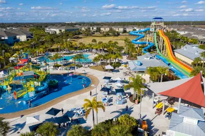 an aerial view of a water park at 321 PC - Encore Oasis Luxury 5BR Home Private Pool in Orlando
