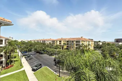 an aerial view of a parking lot at a resort at WOW Upscale Penthouse in Orlando