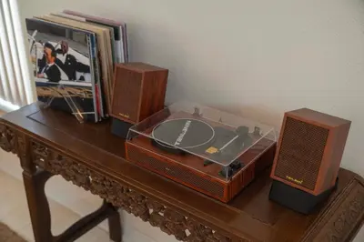 two speakers and a record player on a table at 10 min to Disney | Karaoke | Game in Kissimmee