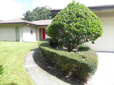 a tree in front of a house with a driveway at Perfecto Mundo 3, Orlando Area 5BR-2BA-Outdoor Pool-Jacuzzi-Billiard in Orlando