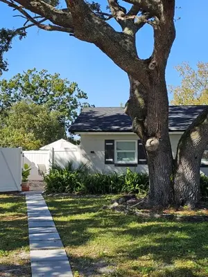 a tree in the yard of a house at Private 1 Bedroom Suite Near Orlando Attractions in Orlando