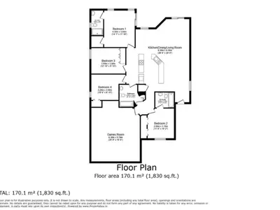 a plan of a floor plan of a house at Holiday Home 4-Schlafzimmer-Ferienhaus mit Whirlpool by Interhome in Kissimmee