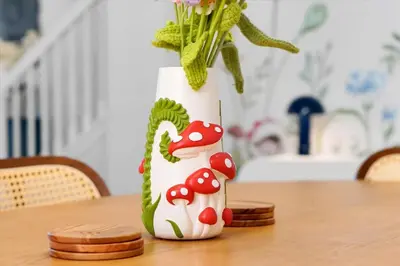 a vase with mushrooms on it sitting on a table at Themed Villa with Private Pool, Game Room, Resort Amenities, BBQ in Orlando