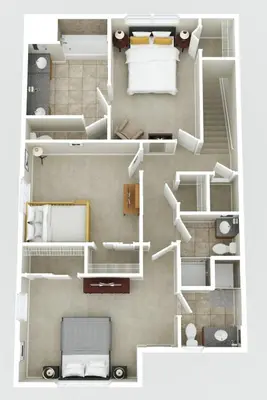 a rendering of a floor plan of a house at Paradise Found: Private 5-Bed Townhouse Oasis in Kissimmee