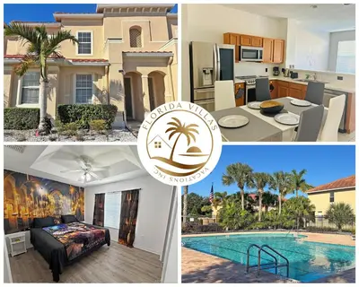 a collage of photos with a house and a pool at Paradise Cay Resort - Close to Disney in Kissimmee