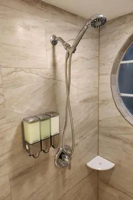 a shower in a bathroom next to a mirror at Apartment 3-Bett-Eigentumswohnung Familienspaß in der Nähe von Disney by Interhome in Kissimmee