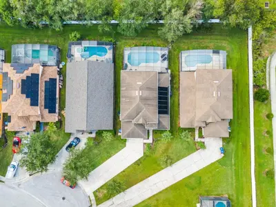an overhead view of a yard of houses at Holiday Home Seasons Retreat mit privatem Pool in der Nähe von Disney by Interhome in Kissimmee
