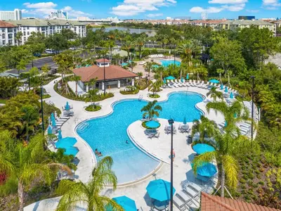 an aerial view of the pool at the resort at Universal Studios EPIC Splash Park 2BR CONDO ADA in Orlando