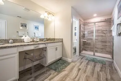 a bathroom with a sink and a shower at Ev4755 - Tranquil Haven Villa in Kissimmee