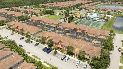 an overhead view of a residential neighbourhood with houses at Ev89270 - Paradise Manor in Kissimmee