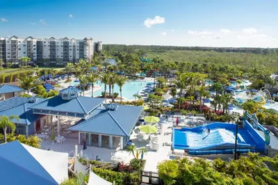 an aerial view of the pool at the resort at The Grove Resort & Water Park Orlando in Orlando