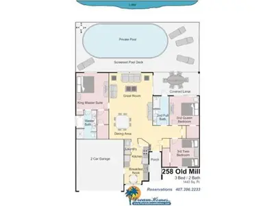 a floor plan of the villa margaritas at 3 Bed 258 in Kissimmee