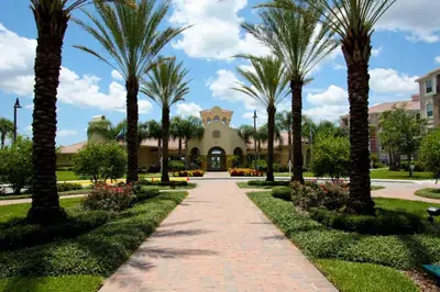 a walkway through a park with palm trees at Viz Cay 4816 in Orlando