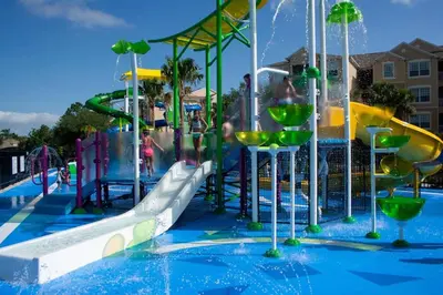 a water park with a water slide and slides at 7669 Windsor Hills in Orlando