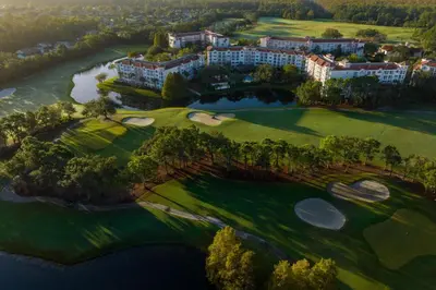 an aerial view of the golf course at the resort at Marriott's Grande Vista in Orlando