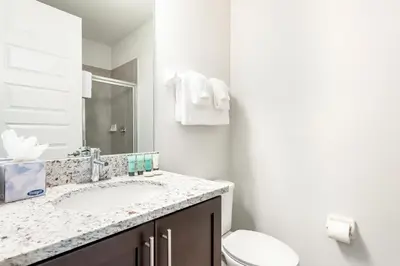 a bathroom with a sink and a toilet at Luxurious Home Near Disney With Game Room And Waterpark & Resort Access At Encore Resorts Reunion - 371Fl in Kissimmee