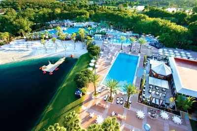 an aerial view of a resort with a swimming pool at Walt Disney World Dolphin in Orlando